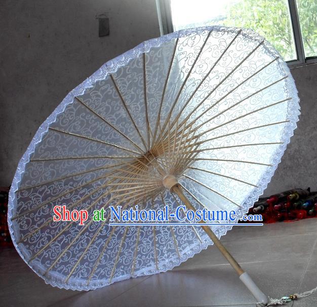 Chinese Wedding Umbrella Classical Dance Umbrella White Lace Umbrellas Traditional Hanfu Umbrella