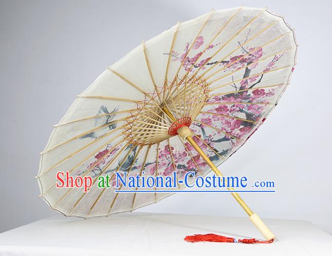 Traditional China Ink Painting Plum Blossom Oil Paper Umbrella Handmade Umbrellas Artware White Paper Umbrella