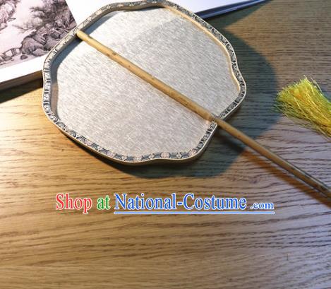 Handmade China Ancient Court Lady Grey Silk Fan Traditional Court Fan Classical Dance Palace Fan