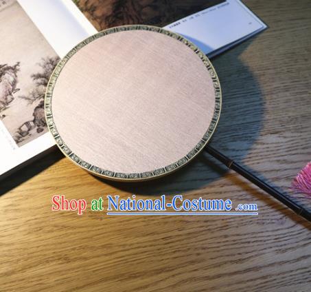 Handmade China Classical Dance Palace Fan Ancient Court Lady Pink Silk Fan Traditional Court Circular Fan