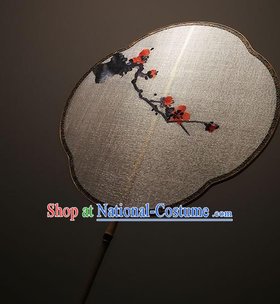 China Classical Plum Blossom Pattern Palace Fan Traditional Song Dynasty Hanfu Fan Handmade Silk Fans