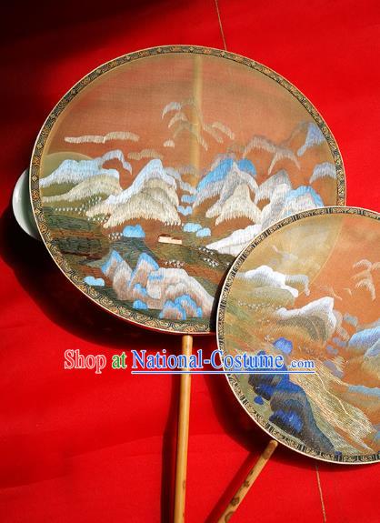 China Classical Palace Fan Traditional Double Sides Circular Fan Handmade Embroidered Silk Fans