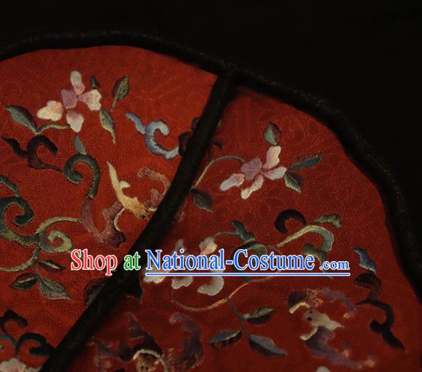 China Embroidered Fan Handmade Red Silk Classical Wedding Palace Fan Traditional Song Dynasty Hanfu Fan