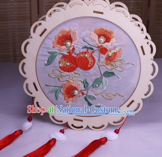 China Embroidery Pomegranate Silk Lamp Embroidered Portable Lantern Handmade Flower Drum Lantern