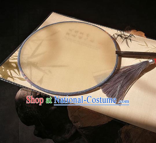 Handmade China Beige Silk Fan Princess Circular Fan Classical Palace Fan Traditional Hanfu Fans