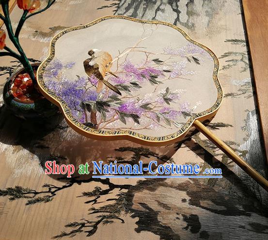 Handmade China Traditional Wedding Silk Fan Embroidered Fan Classical Palace Fan