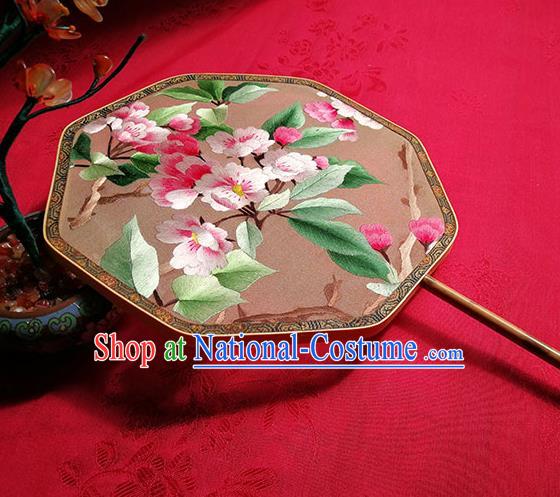 Handmade China Embroidered Begonia Fan Traditional Hanfu Silk Fan Classical Palace Fan