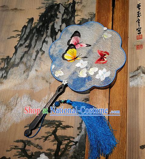 China Embroidered Butterfly Fan Handmade Silk Fans Traditional Hanfu Fan Palace Fan