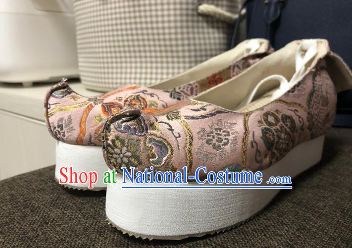 China Handmade Hanfu Shoes Lilac Brocade Shoes Traditional Ming Dynasty Princess Shoes