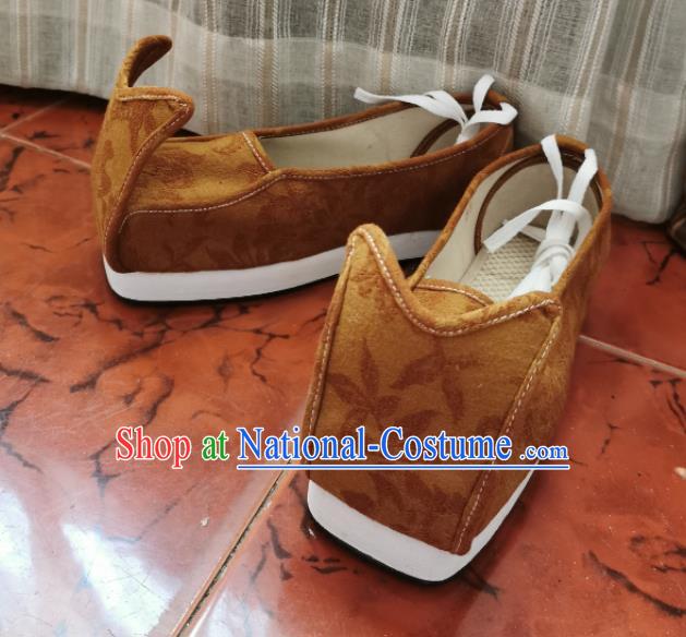 Chinese Ancient Song Dynasty Scholar Ginger Cloth Shoes Traditional Hanfu Shoes for Men