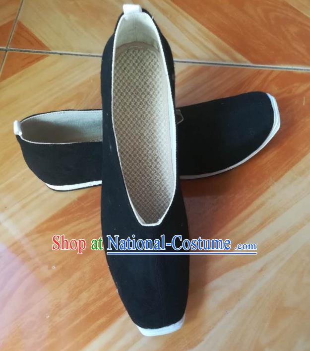 Chinese Ancient Taoist Black Cloth Shoes Traditional Song Dynasty Scholar Strong Cloth Soles Shoes for Men