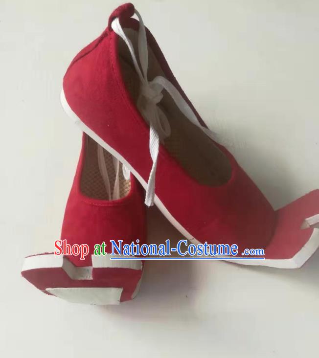 China Princess Red Cloth Shoes Traditional Han Dynasty Court Shoes Classical Wedding Shoes