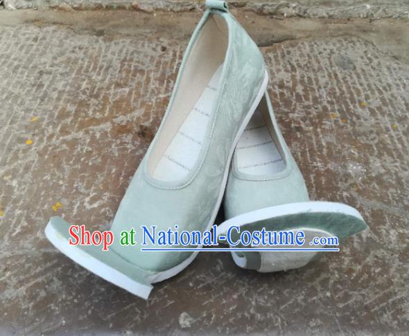 China Ancient Princess Light Green Brocade Shoes Traditional Han Dynasty Court Shoes Classical Shoes