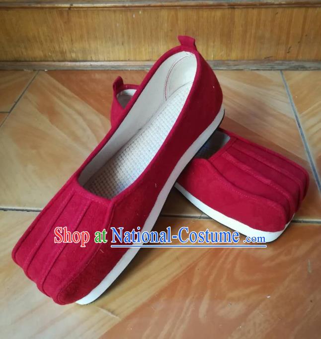 Chinese Ancient Taoist Red Hanfu Shoes Traditional Song Dynasty Scholar Shoes for Men