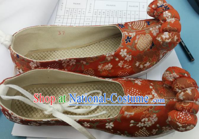 China Classical Wedding Brocade Shoes Traditional Song Dynasty Hanfu Shoes Bride Red Satin Shoes