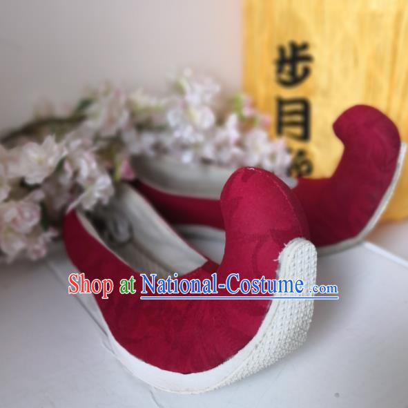 China Wedding Red Satin Shoes Handmade Hanfu Shoes Traditional Tang Dynasty Princess Shoes