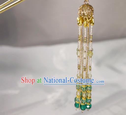 China Traditional Ming Dynasty Shell Jasminum Hairpin Handmade Ancient Princess Beads Tassel Hair Stick