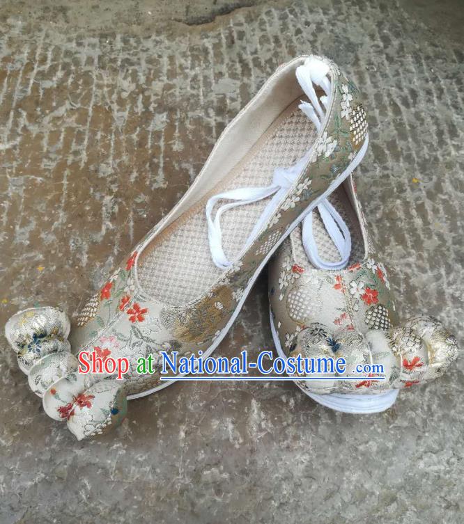 China Classical Brocade Shoes Traditional Song Dynasty Hanfu Shoes Ancient Princess Bow Shoes