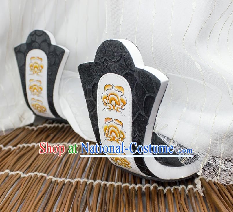 Chinese Traditional Hanfu Shoes Handmade Han Dynasty Emperor Black Cloth Shoes