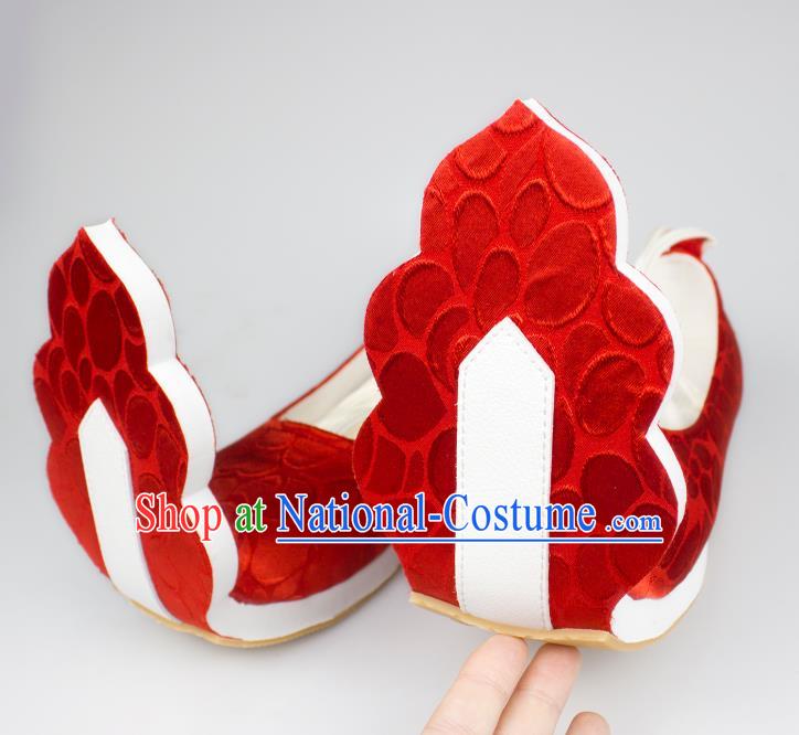 China Women Wedding Shoes Classical Red Brocade Shoes Traditional Song Dynasty Hanfu Shoes