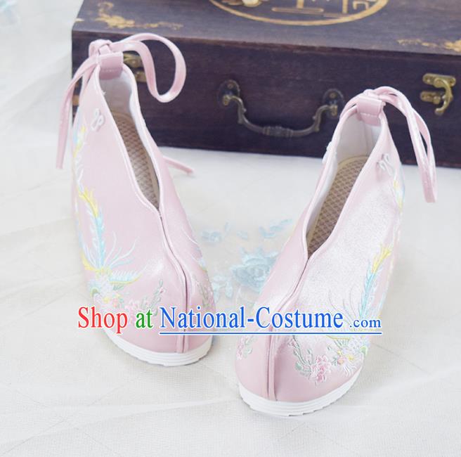 China Traditional Princess Shoes Women Hanfu Shoes National Embroidered Shoes Pink Cloth Shoes