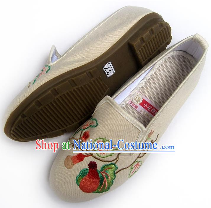 China Women Shoes Traditional Shoes National Beige Flax Shoes