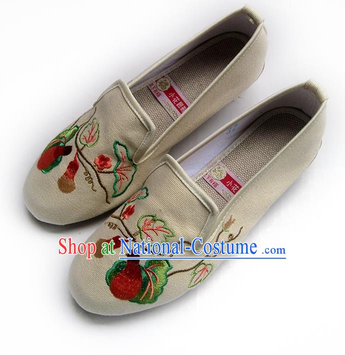 China Women Shoes Traditional Shoes National Beige Flax Shoes