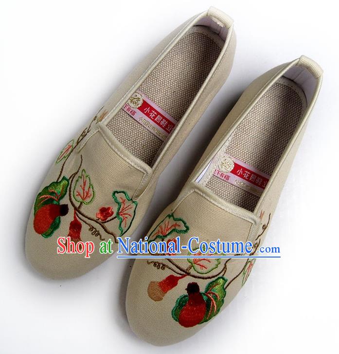 China Women Shoes Traditional Shoes National Beige Flax Shoes