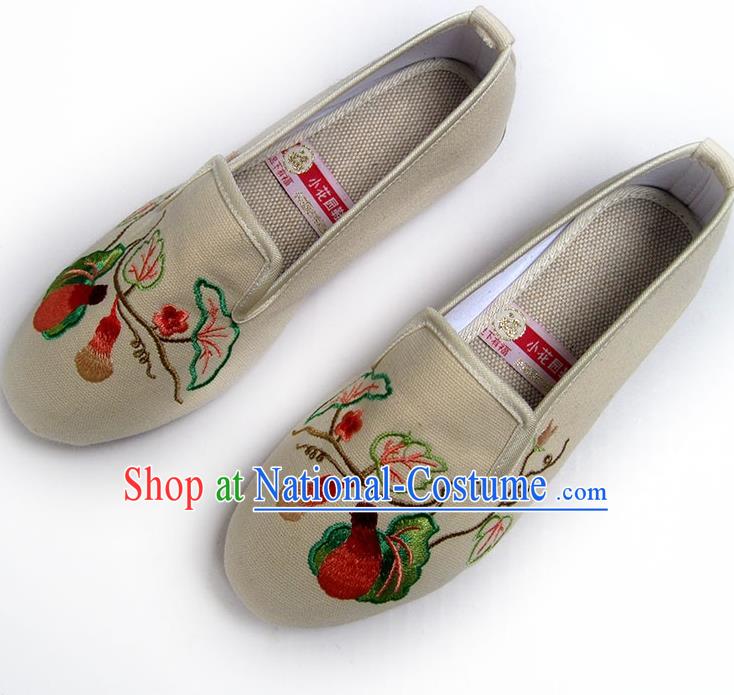 China Women Shoes Traditional Shoes National Beige Flax Shoes