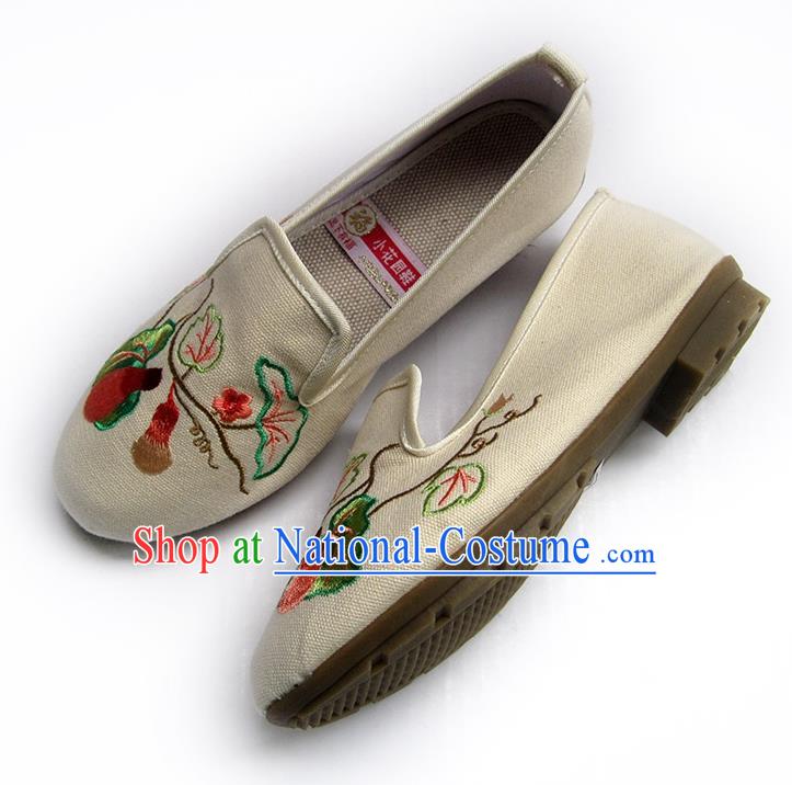 China Women Shoes Traditional Shoes National Beige Flax Shoes