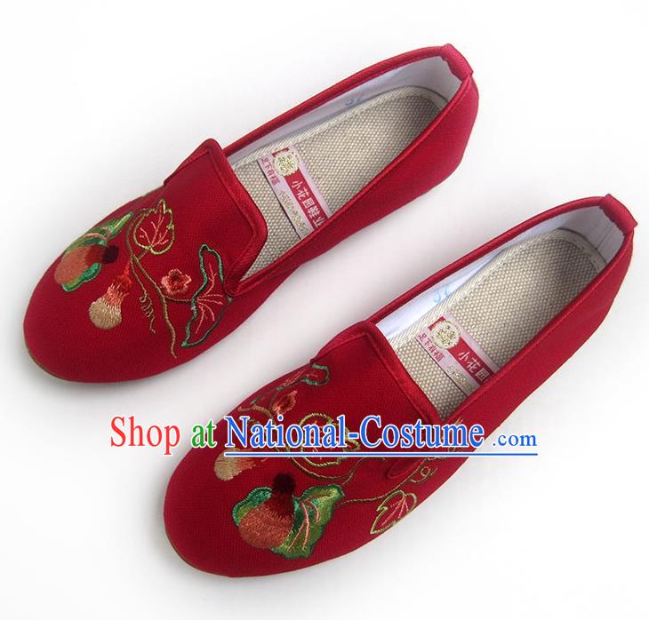 China National Red Flax Shoes Women Shoes Traditional Wedding Shoes