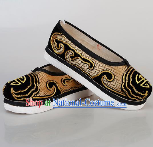 Chinese Traditional Beijing Opera Laosheng Shoes Handmade Ancient Elderly Gentleman Shoes