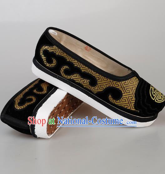 Chinese Handmade Ancient Elderly Gentleman Shoes Traditional Beijing Opera Laosheng Shoes