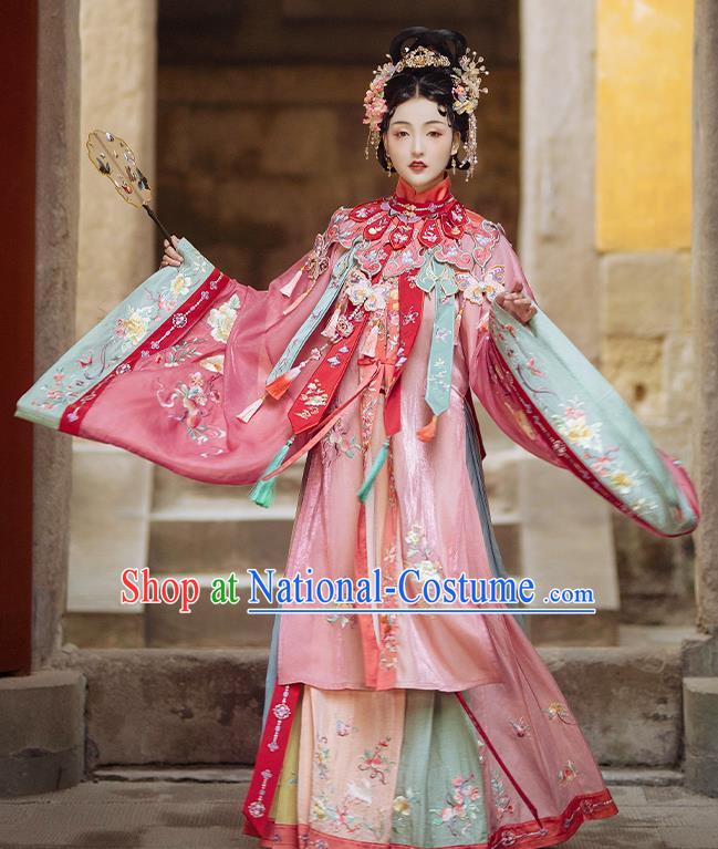 China Traditional Ming Dynasty Princess Embroidered Historical Costumes Ancient Royal Infanta Hanfu Clothing Complete Set