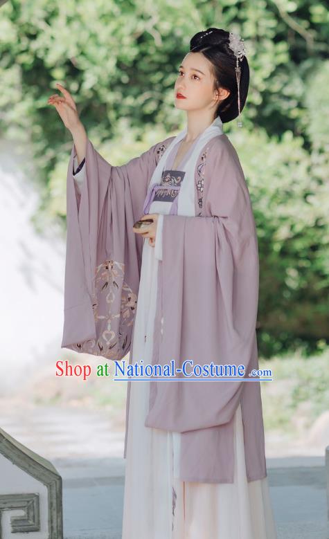 China Ancient Tang Dynasty Court Woman Hanfu Clothing Traditional Embroidered Garment Complete Set