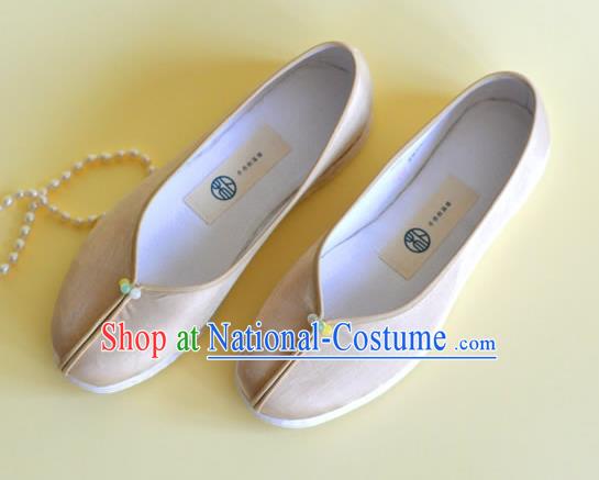 China Women Shoes National Shoes Traditional Hanfu Champagne Satin Shoes