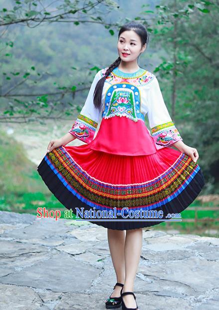 Chinese Miao Nationality Young Lady Clothing Hmong Ethnic Folk Dance Costumes