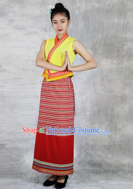 Chinese Minority Informal Dress Clothing Yunnan Ethnic Woman Costume Dai Nationality Stage Performance Outfits