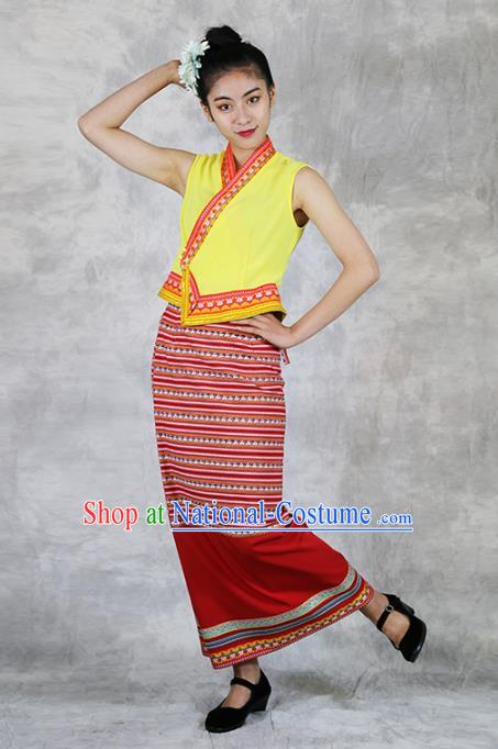 Chinese Minority Informal Dress Clothing Yunnan Ethnic Woman Costume Dai Nationality Stage Performance Outfits