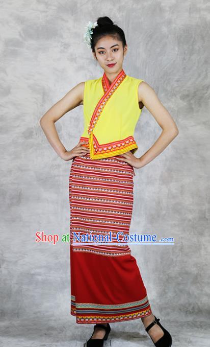 Chinese Minority Informal Dress Clothing Yunnan Ethnic Woman Costume Dai Nationality Stage Performance Outfits