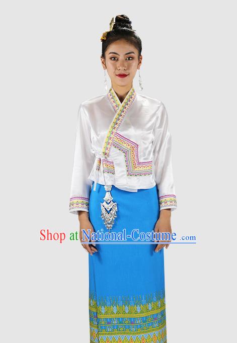 Chinese Yunnan Minority Outfits Clothing Dai Nationality Dance Dress Yunnan Ethnic Woman Informal Costume