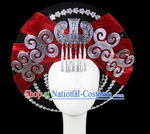 China Traditional Yi Nationality Torch Festival Hat Liangshan Ethnic Minority Stage Show Silver Tassel Headwear