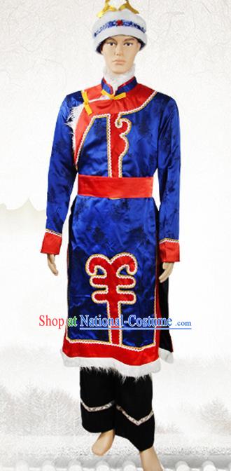 China Oroqen Nationality Stage Show Costumes Heilongjiang Olunchun Ethnic Minority Male Winter Clothing and Headwear