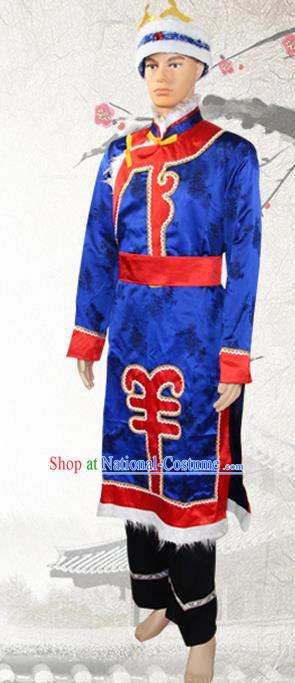 China Oroqen Nationality Stage Show Costumes Heilongjiang Olunchun Ethnic Minority Male Winter Clothing and Headwear