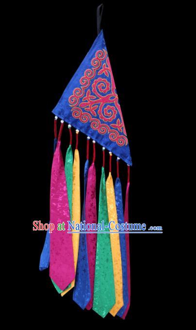 China Liangshan Ethnic Minority Triangle Sachet Pendant Traditional Yi Nationality Royalblue Waist Accessories