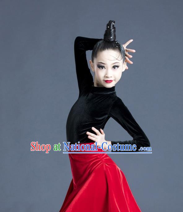 Top Modern Dance Clothing Children Latin Dance Dress Professional Dance Costume