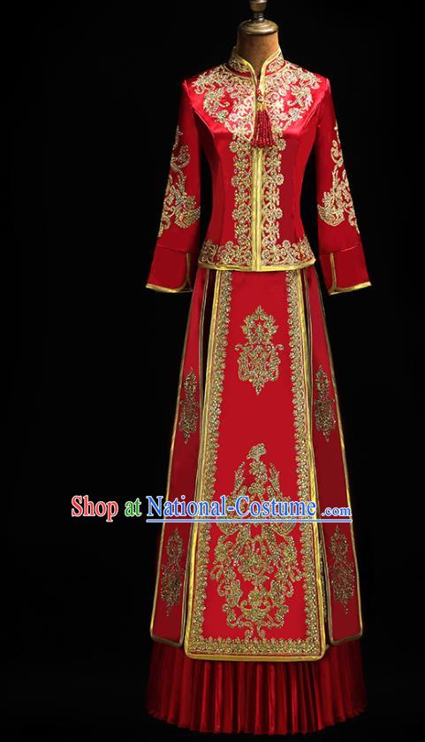 Chinese Classical Xiuhe Suit Red Outfits Traditional Wedding Clothing Bride Embroidered Costumes