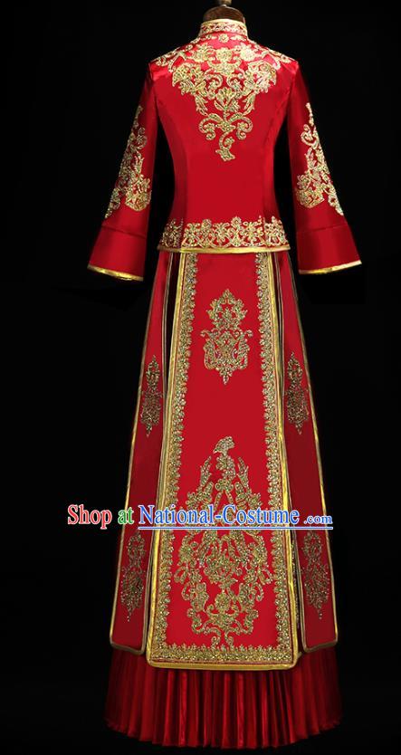 Chinese Classical Xiuhe Suit Red Outfits Traditional Wedding Clothing Bride Embroidered Costumes