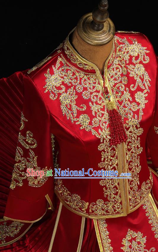 Chinese Classical Xiuhe Suit Red Outfits Traditional Wedding Clothing Bride Embroidered Costumes