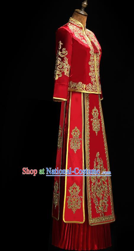 Chinese Classical Xiuhe Suit Red Outfits Traditional Wedding Clothing Bride Embroidered Costumes